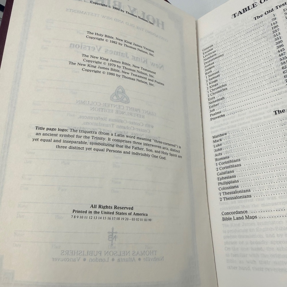 NKJV Holy Bible Giant Print Center-Column Reference Thomas Nelson Burgundy 993BG - Picture 6 of 7